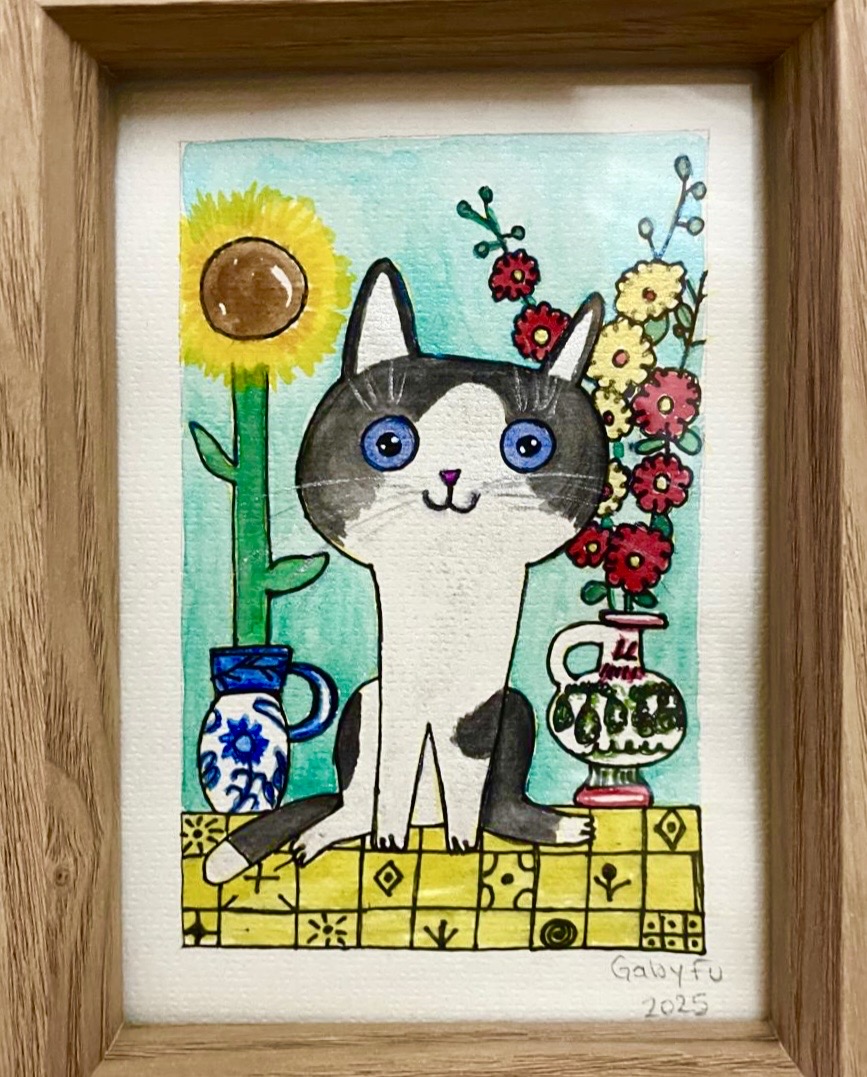 Gato con flores